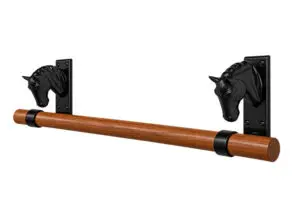 Luxe dekenrek met paardenhoofden - zwart met hout