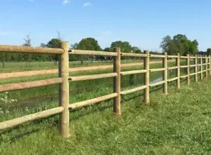 Tanalith omheining paarden, rond door rond, doorsteek