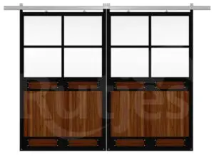 Schuifdeur dubbel met glas -poedercoat