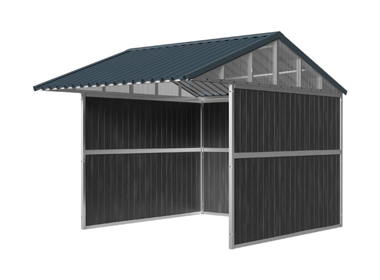 Schuilstal “Robuust” 300 x 300 | transparante gevel