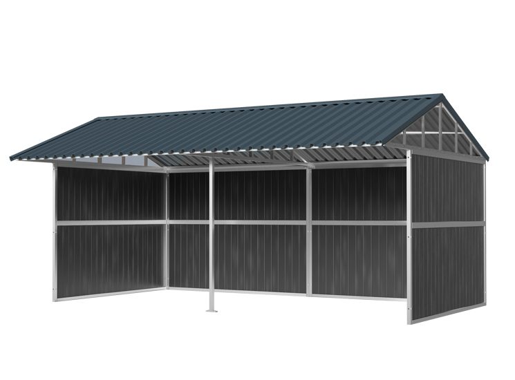 Schuilstal “Robuust” 300 x 600 | transparante gevel